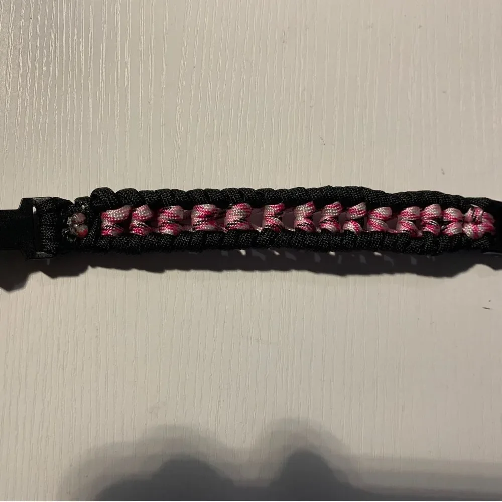 Paracord  Bracelet Black/Pink Camo Assembled In The USA 8 inches long